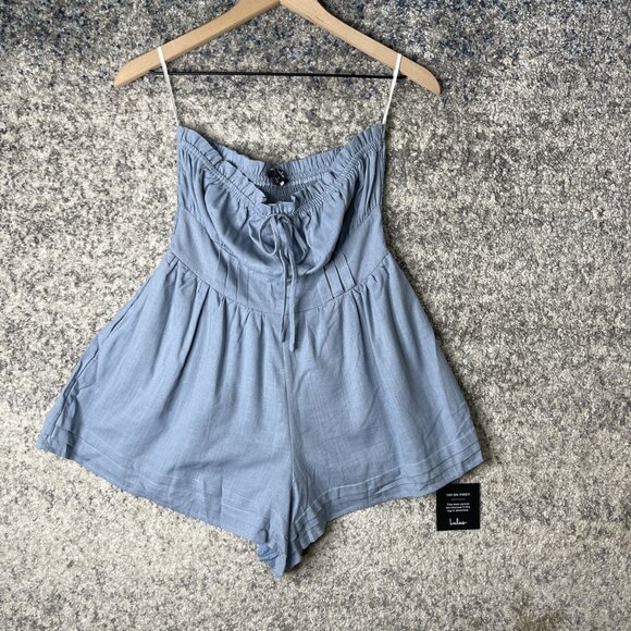 Lulus Romper Womens Small Strapless Drawstring Linen Blend Summer Shorts NWT - Picture 1 of 6